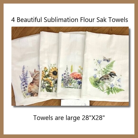 4 New Beautiful Sublimation Towels Set - Picture 1 of 16